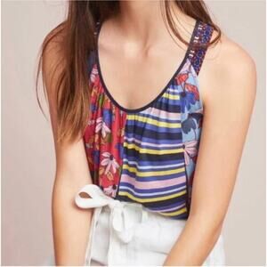 Anthropologie One September Joana Lightweight Printed Flowing Tank Top Blouse